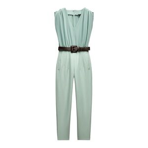 ZARA Sea Green Belted Jumpsuit – Size XS – NWOT